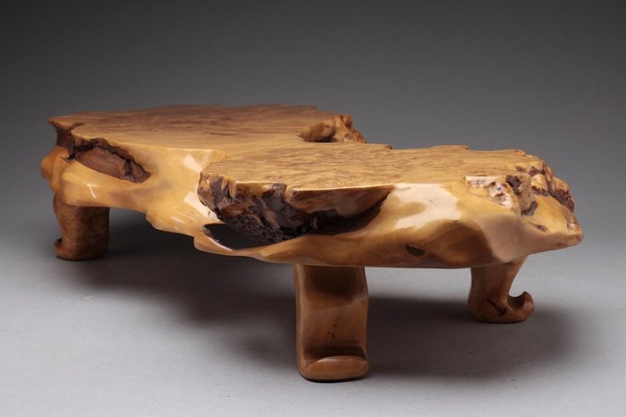 Japanese Hanadai – Sculpted Burl Wood Stand with Tama-moku Grain (Sold)