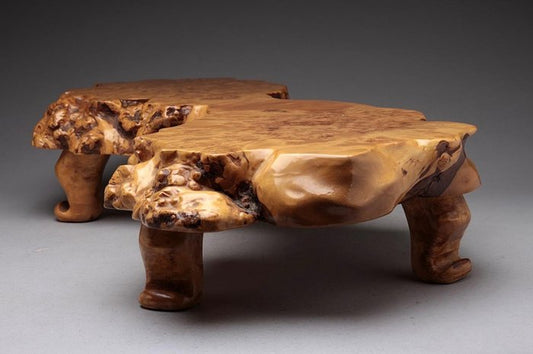 Japanese Hanadai – Sculpted Burl Wood Stand with Tama-moku Grain (Sold)