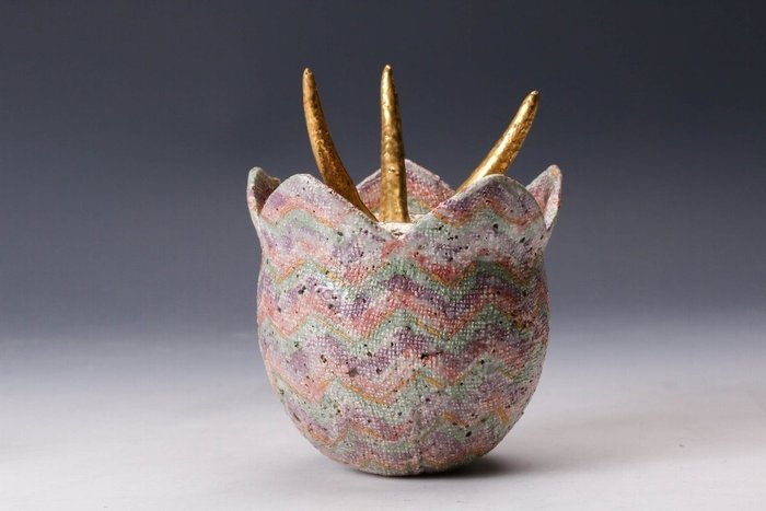 Sugiura Yasuyoshi — Decorative Ceramic Sculpture "Deutzia Fruit" Museum-Quality Botanical Art Object (Sold)