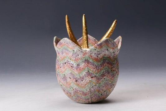 Sugiura Yasuyoshi — Decorative Ceramic Sculpture "Deutzia Fruit" Museum-Quality Botanical Art Object (Sold)