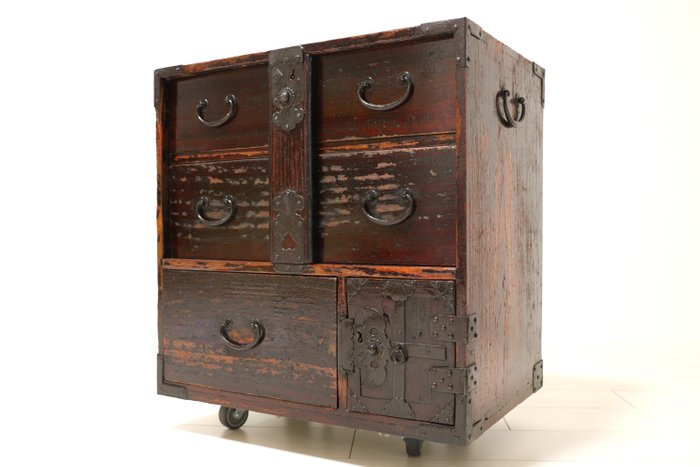 Decorative Japanese Small Chest with Patinated Iron Mounts (Sold)