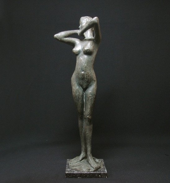 Asakura Kyoko — Bronze Sculpture 'Te wo Kumu Onna' (Woman Clasping Her Hands) (Sold)