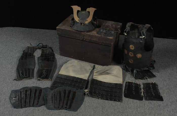 Samurai Armor with Fearsome Menpō and Symbolic Turtle Crest (Sold)