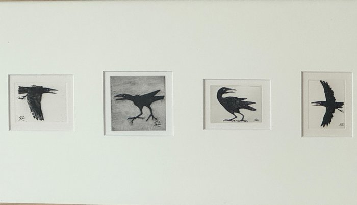 Kayama Matazo — 'Four Crows', Etchings from the 1990s (Sold)