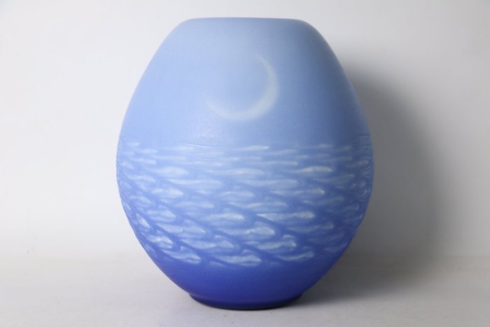 Ishibashi Yushi — Carved and Coloured Celadon Vase — Saikoku Seiji (Sold)