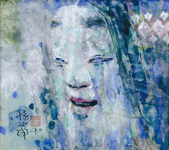 Wake Shiro — "Snow Mask" A striking, ghostly Noh mask (Sold)