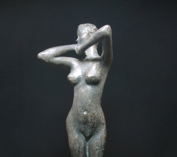 Asakura Kyoko — Bronze Sculpture 'Te wo Kumu Onna' (Woman Clasping Her Hands) (Sold)