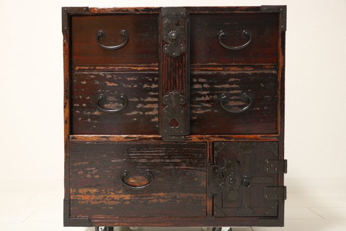 Decorative Japanese Small Chest with Patinated Iron Mounts (Sold)
