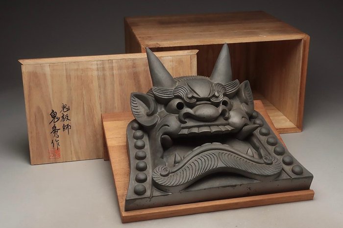 Enshū Onihide — Demon face tiles: the face of a demon that looks as if it has been given a soul (Sold)