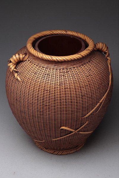 Bamboo Flower Basket with Handles named Tsubo (Jar) (Sold)