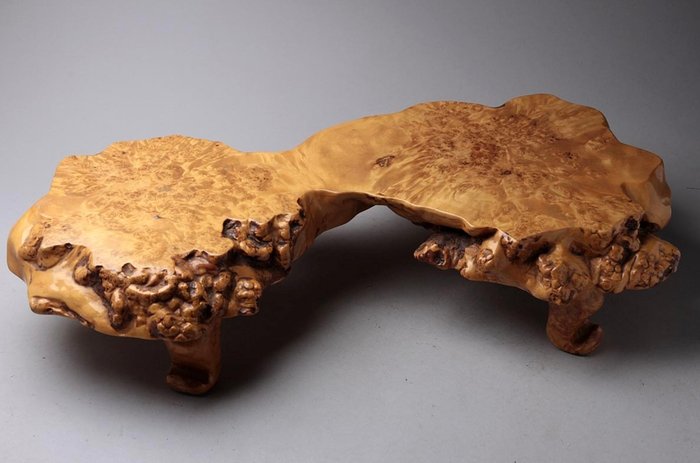 Japanese Hanadai – Sculpted Burl Wood Stand with Tama-moku Grain (Sold)