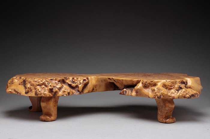 Japanese Hanadai – Sculpted Burl Wood Stand with Tama-moku Grain (Sold)