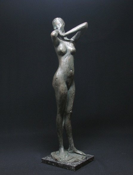 Asakura Kyoko — Bronze Sculpture 'Te wo Kumu Onna' (Woman Clasping Her Hands) (Sold)