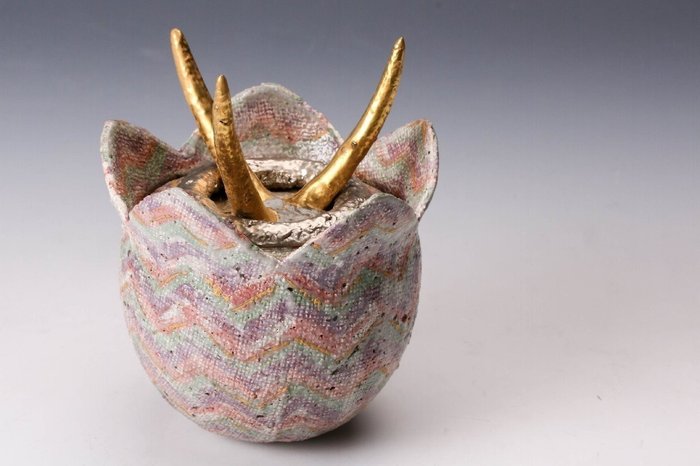Sugiura Yasuyoshi — Decorative Ceramic Sculpture "Deutzia Fruit" Museum-Quality Botanical Art Object (Sold)