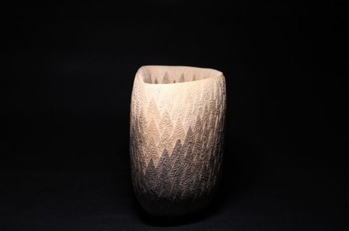 Mihara Ken — Cedar-Grain Yakishime Flower Vessel (Sold)