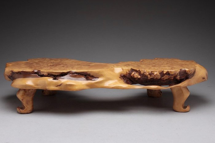 Japanese Hanadai – Sculpted Burl Wood Stand with Tama-moku Grain (Sold)