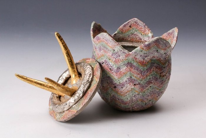 Sugiura Yasuyoshi — Decorative Ceramic Sculpture "Deutzia Fruit" Museum-Quality Botanical Art Object (Sold)
