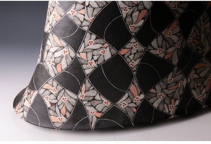 Grass Pattern Flat Vase Elegant Botanical Design (Sold)