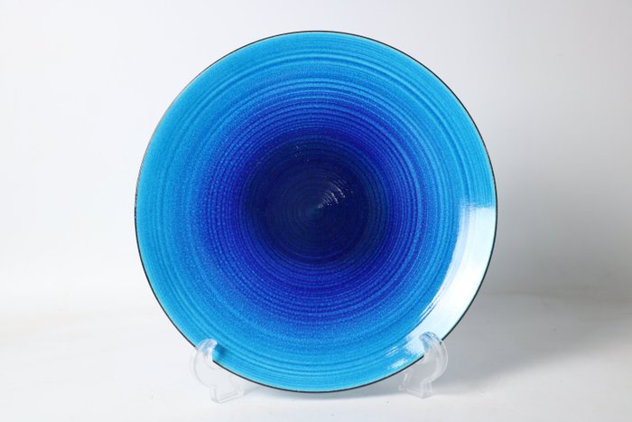 Kimura Yoshiro — Set of Five Heki-yu 'Kimura Blue' Plates, with Tomobako (Sold)