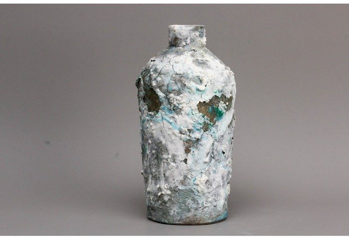 Keisuke Habe — "Ruins" – Encrusted Wabi-Sabi Studio Ceramic Flower Vase (Sold)