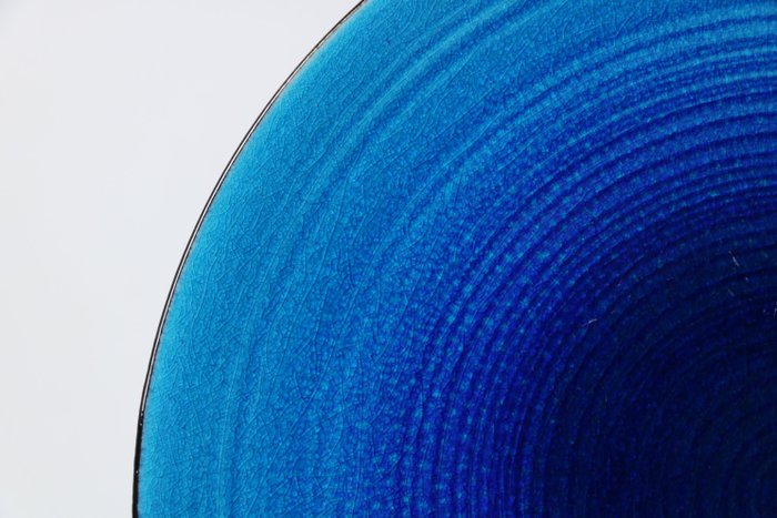 Kimura Yoshiro — Set of Five Heki-yu 'Kimura Blue' Plates, with Tomobako (Sold)