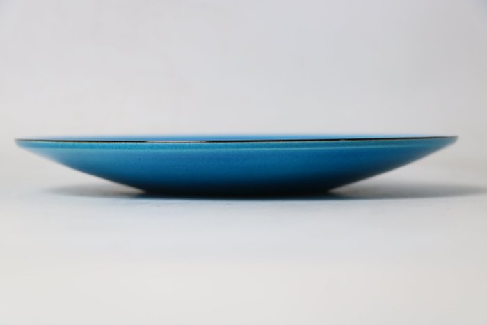 Kimura Yoshiro — Set of Five Heki-yu 'Kimura Blue' Plates, with Tomobako (Sold)