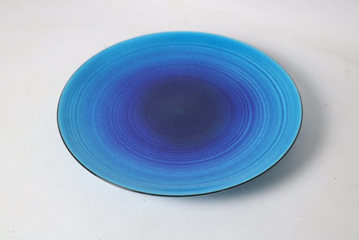 Kimura Yoshiro — Set of Five Heki-yu 'Kimura Blue' Plates, with Tomobako (Sold)