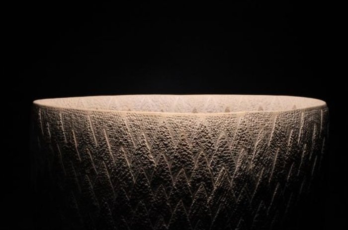Mihara Ken — Cedar-Grain Yakishime Flower Vessel (Sold)
