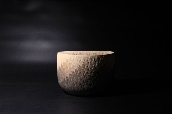 Mihara Ken — Cedar-Grain Yakishime Flower Vessel (Sold)