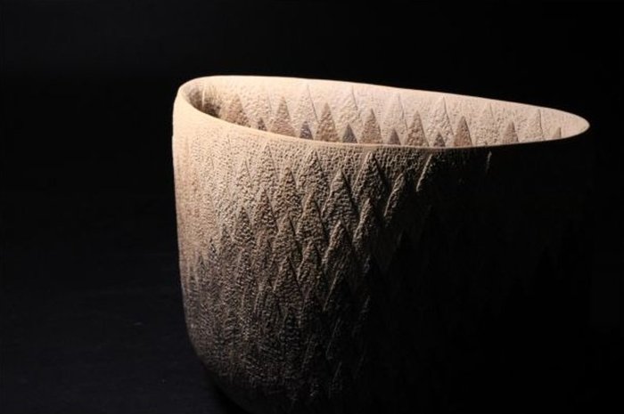 Mihara Ken — Cedar-Grain Yakishime Flower Vessel (Sold)