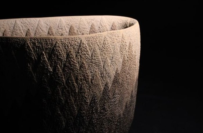 Mihara Ken — Cedar-Grain Yakishime Flower Vessel (Sold)